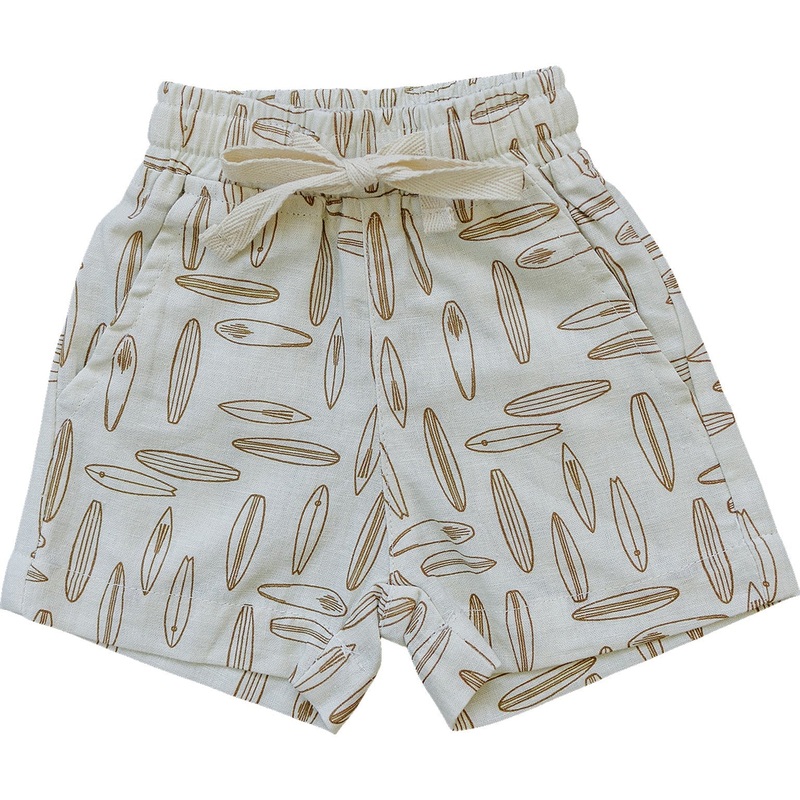 Surfboard Linen Cotton Shorts|0-3|3-6|6-12|18|2T|3T|4T