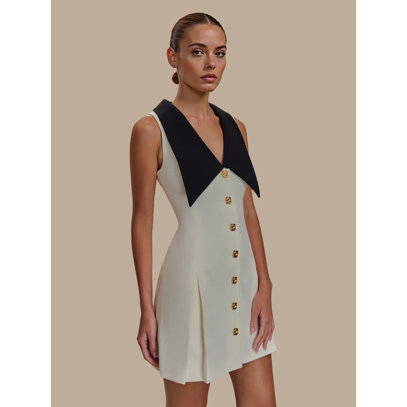 Button Front Sleeveless Mini Dress