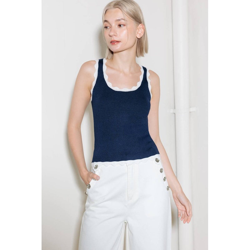 DEEP CONNECTION NAVY KNIT TANK TOP