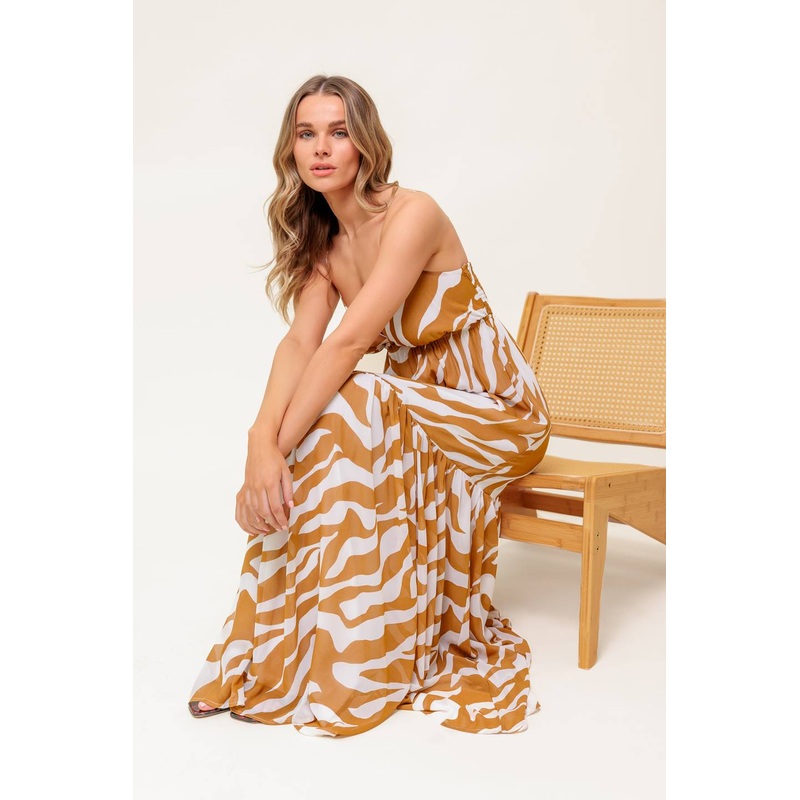 DEW KISS ALMOND WOVEN MAXI DRESS