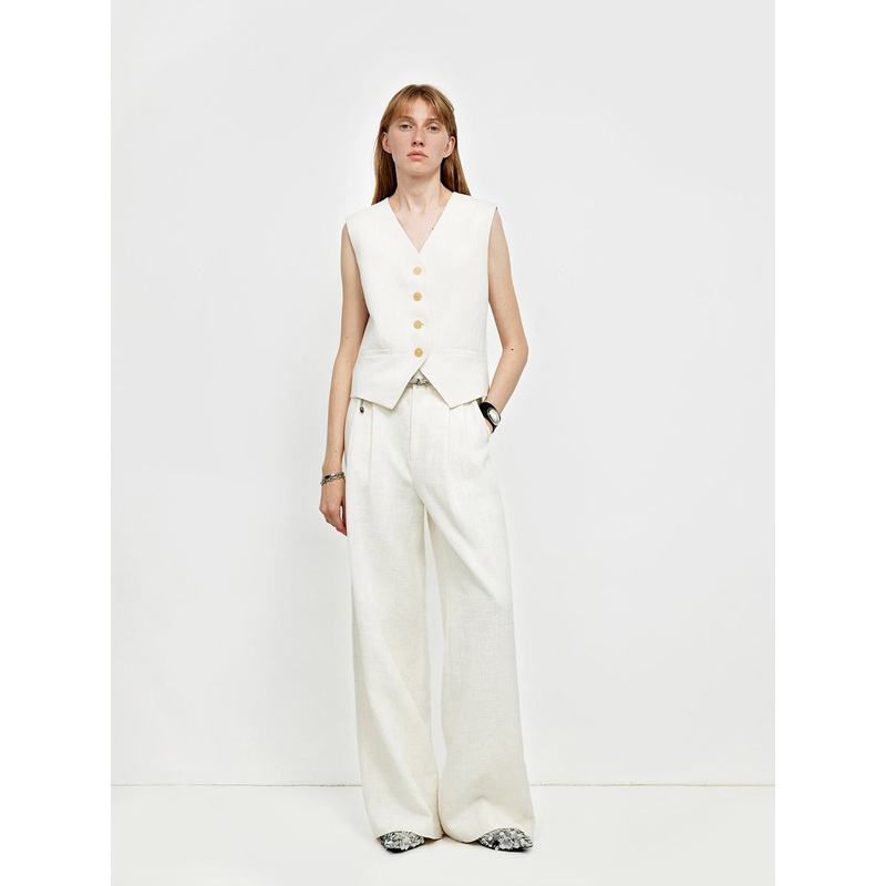 Diary of an Old Friend Customized Breathable Ramie Oversize Suit Vest Set