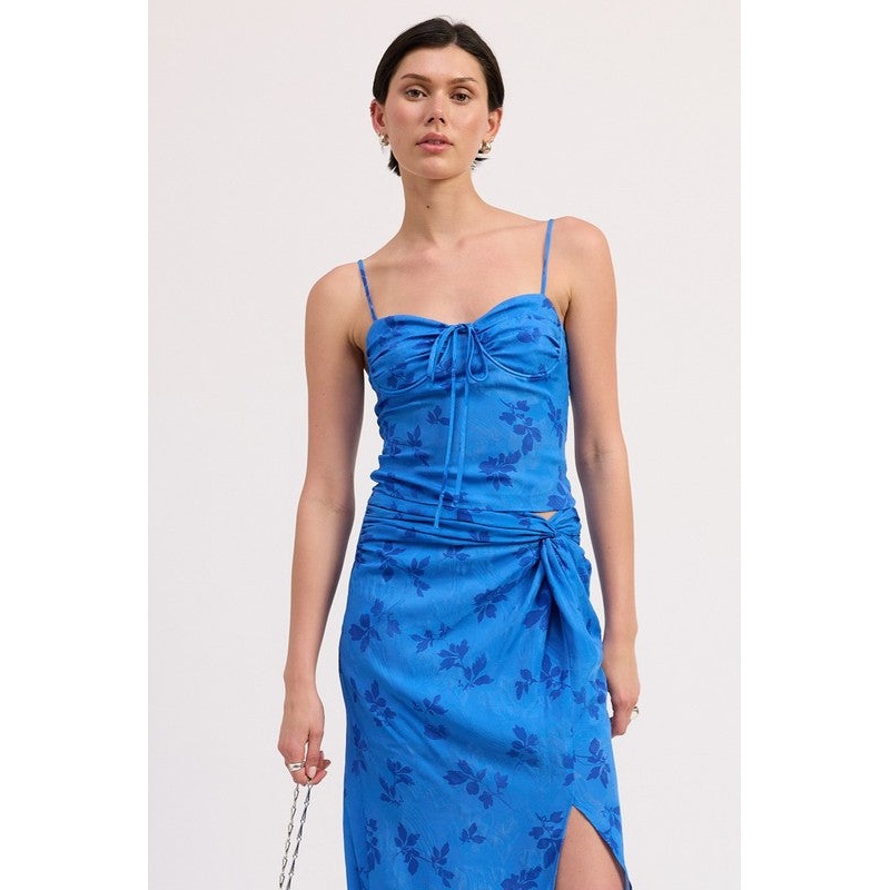 FLORAL CORSET STYLE TOP WITH SPAGHETTI STRAPS