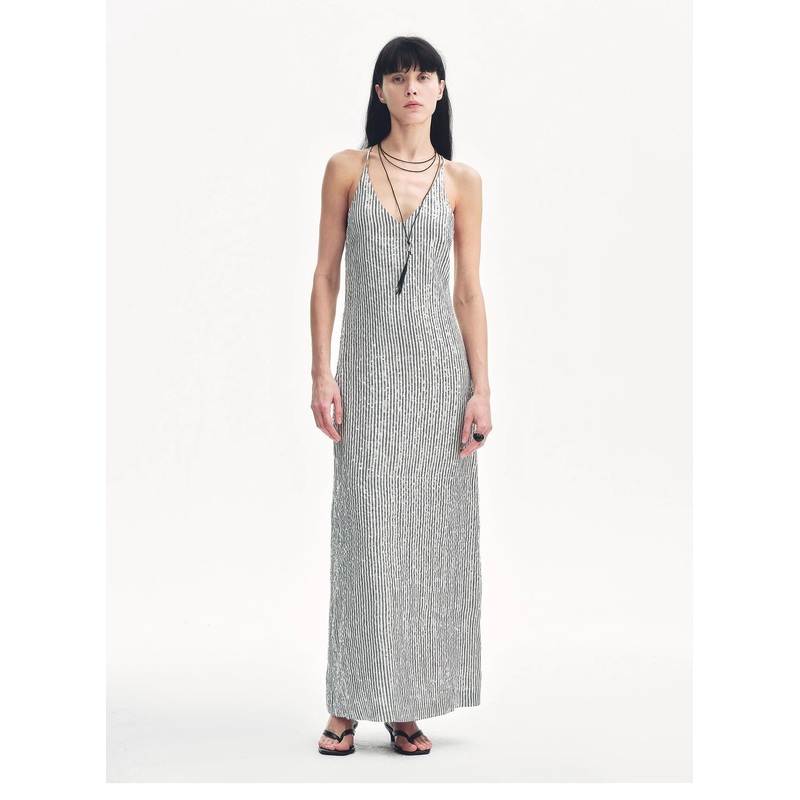 Galaxy Trace Linen Sequin Embroidery Dress Summer