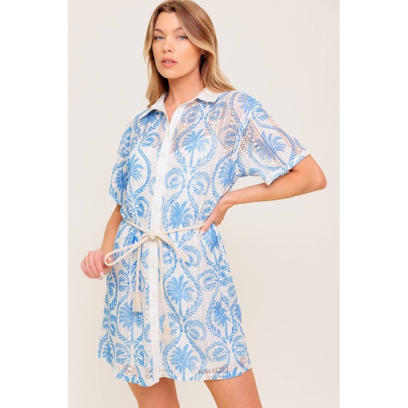 GENTLE SPIRIT WOVEN LACE MINI DRESS