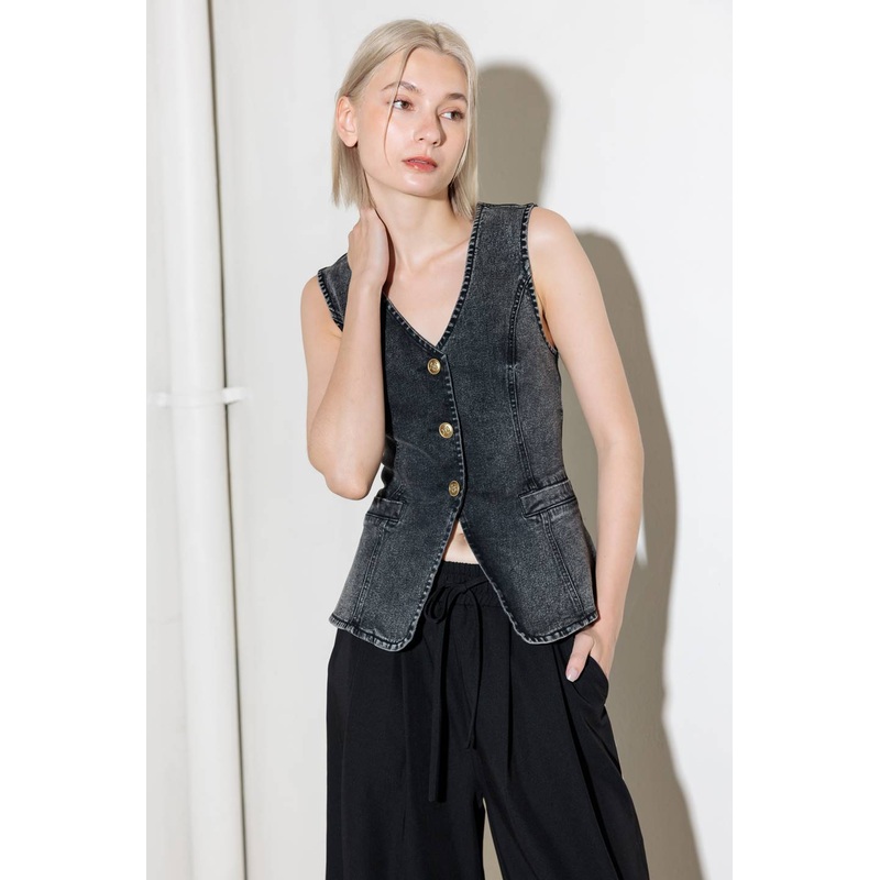 HEAVENLY BLISS BLACK DENIM VEST