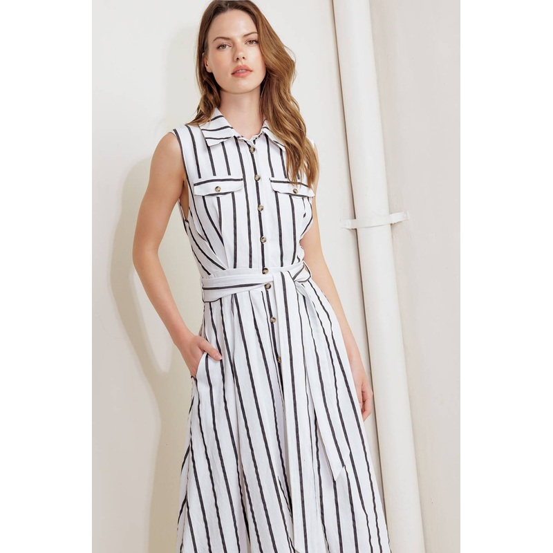 HUGS & VANILLA CLOUDS WOVEN MIDI DRESS