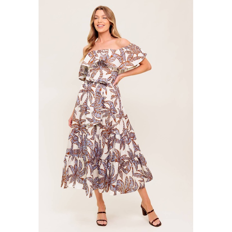 LILY GARDEN LAVENDER WOVEN MIDI DRESS