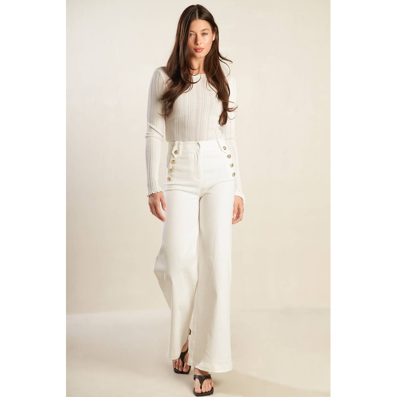 LILY PETAL WHITE WOVEN PANTS|WHITE|S|M|L