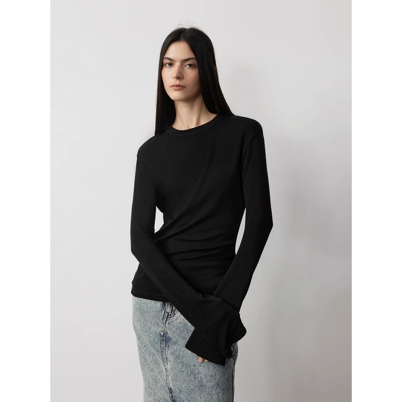 Lyocell Wool Stretch Tee|S4-6|M8-10|L12-14|Black|Coffee|Dark Gray