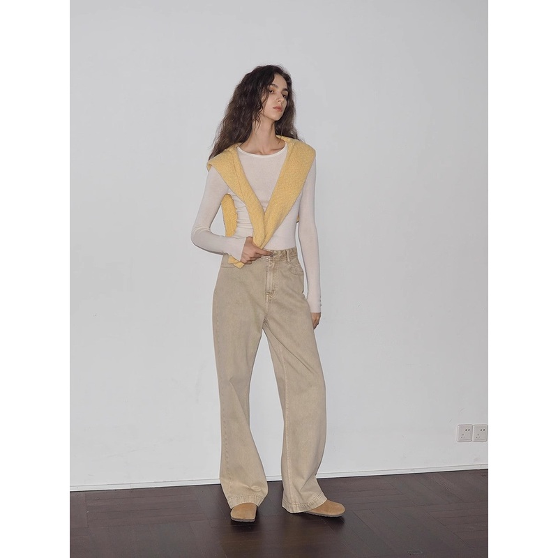 Meteorite Fragments Street Sense American Vintage Washed Straight Leg Jeans