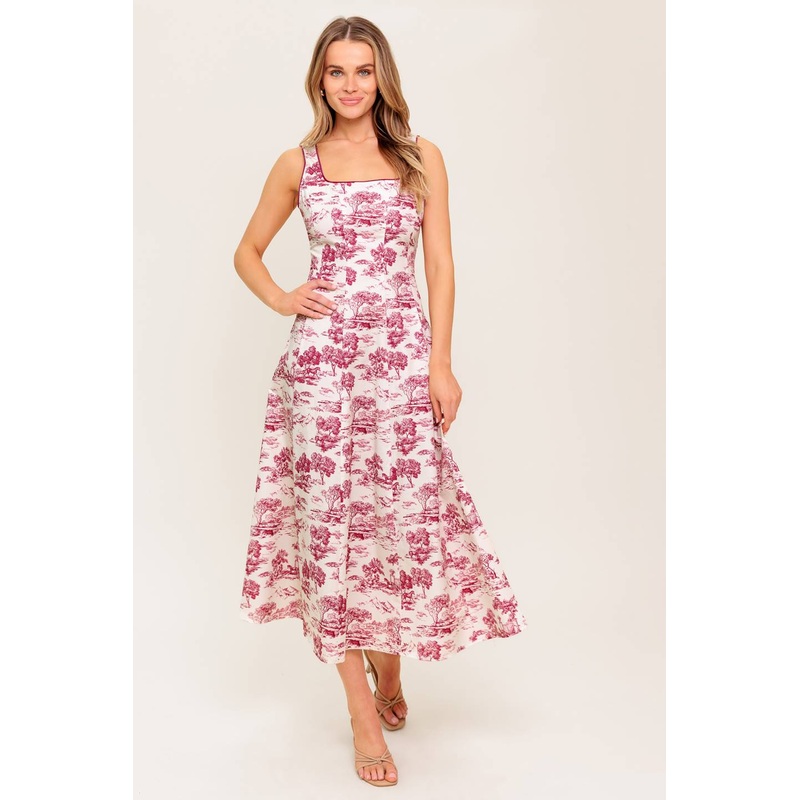 MOJITO MOOD BERRY WOVEN MIDI DRESS