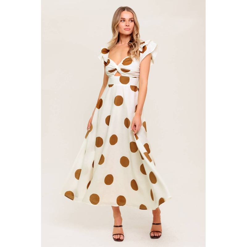MOJITO MOOD WOVEN MIDI DRESS|IVORY/CAMEL|S|M|L|1X|2X|3X