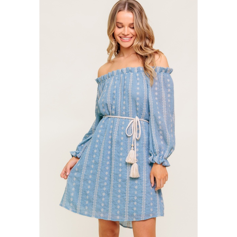 NO MORE CLOUDY SKIES WOVEN MINI DRESS