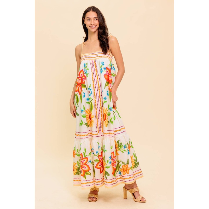SAID AND DONE IVORY WOVEN MAXI DRESS