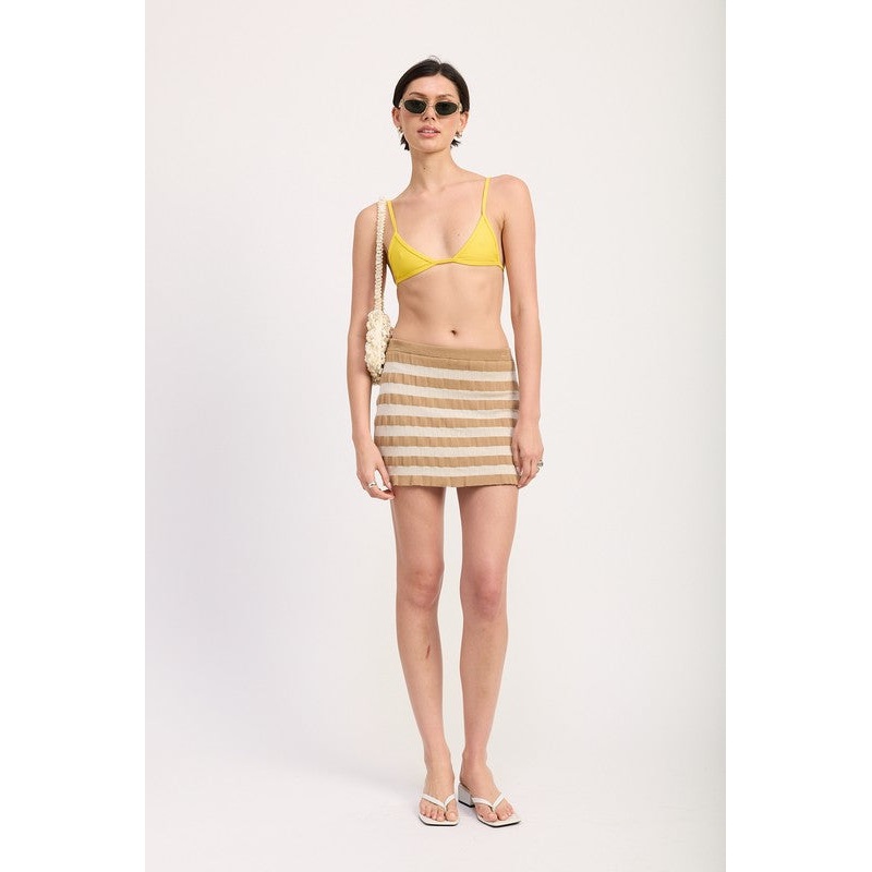 STRIPED RIBBED KNIT MINI SKIRT