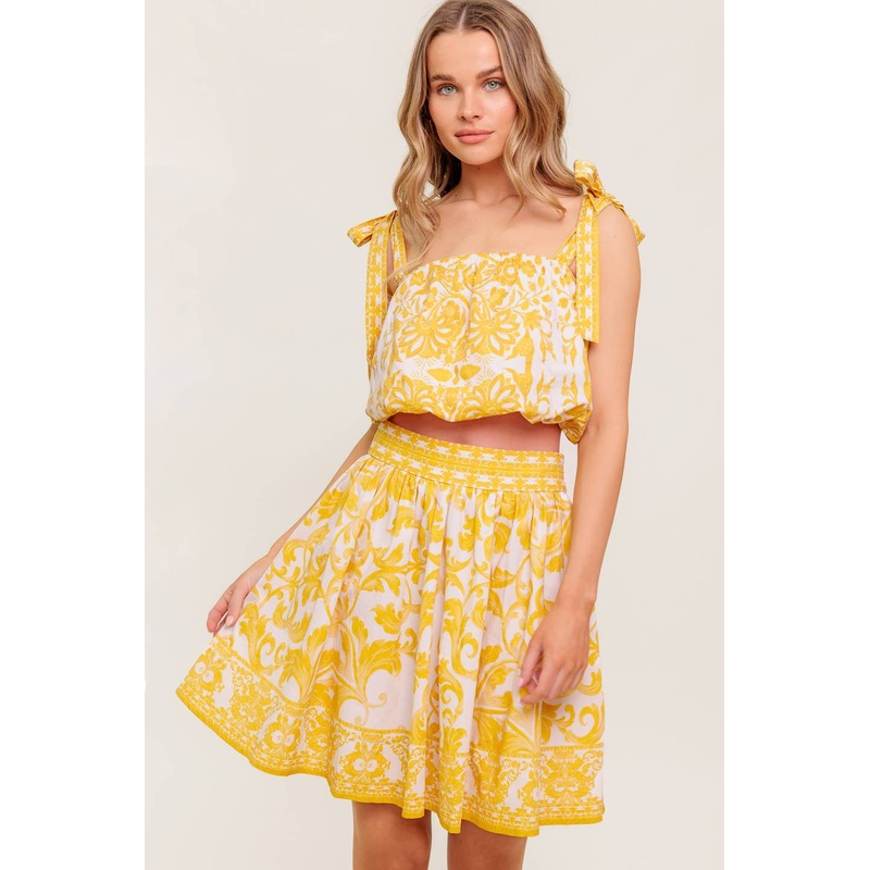 TWIG LIGHT NOIR WOVEN TOP AND SKIRT SET