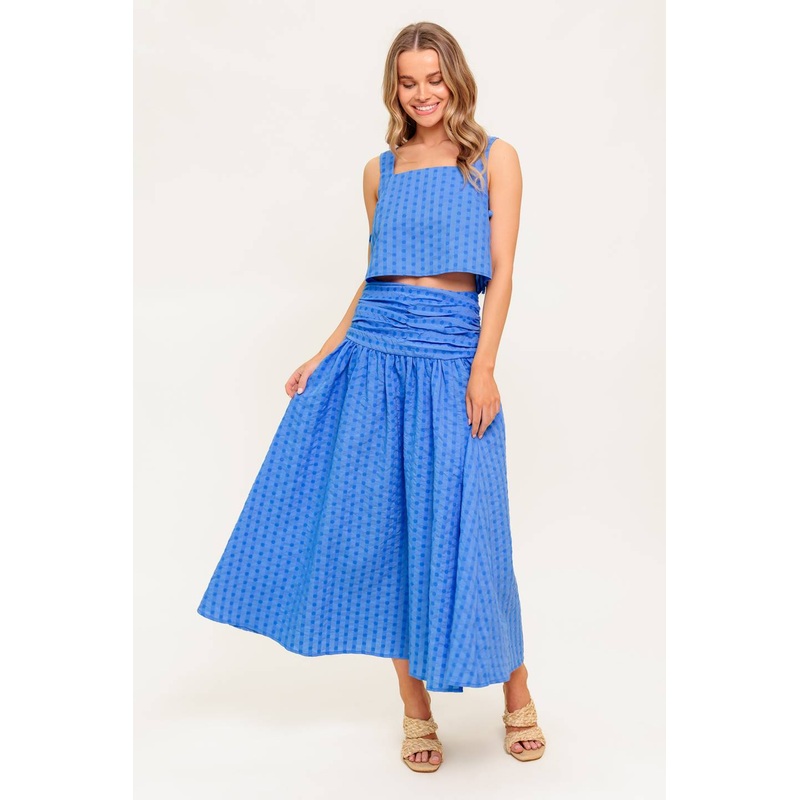 URBAN AFFAIR BLUE TOP AND SKIRT SET