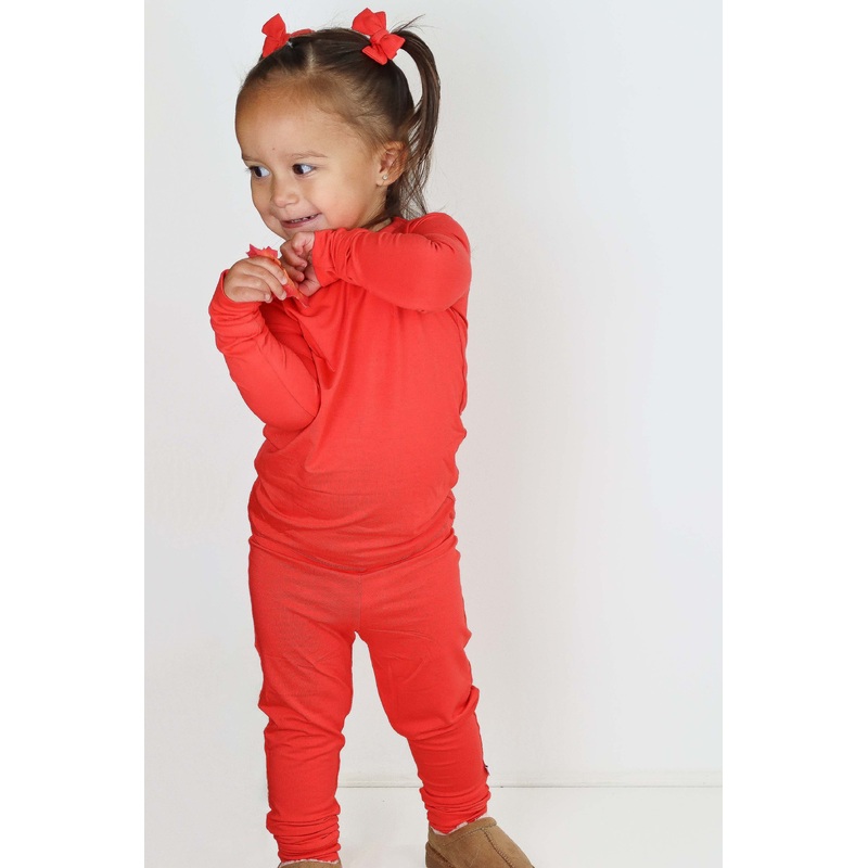 Apple Red | Two-Piece Bamboo Long Sleeve Toddler & Kids Pajamas