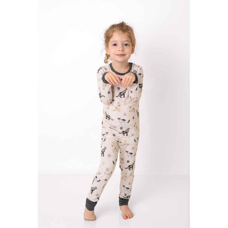 Cats & Paws | Two-Piece Bamboo Long Sleeve Toddler & Kids Pajamas