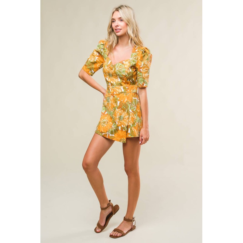 ITALIAN ROMANCE WOVEN SKORT ROMPER