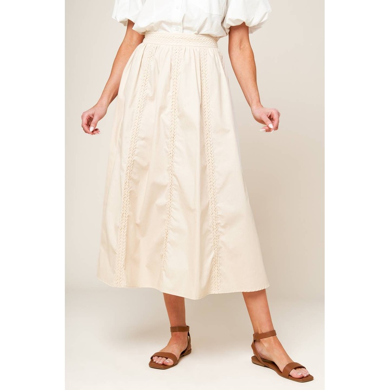 LAYTON CREAM WOVEN MIDI SKIRT|CREAM|S|M|L