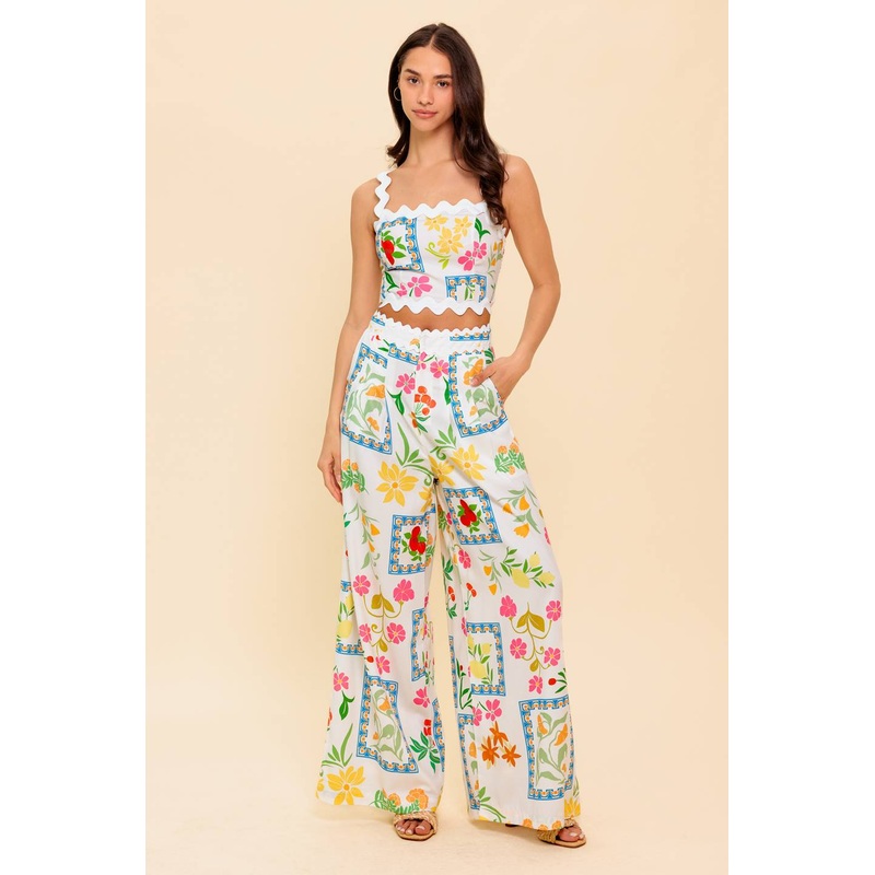 MARIGOLD IVORY WOVEN TOP AND PANT SET