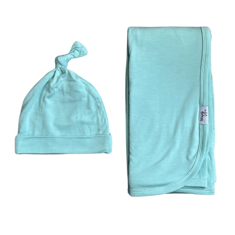 Mint Green – Swaddle Set|Swaddle + Bow|Swaddle + Hat