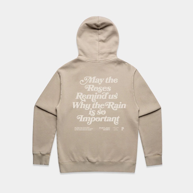 Sueded Slogan Hoodie – Taupe|Taupe|Small|Medium|Large|XL|2XL|3XL