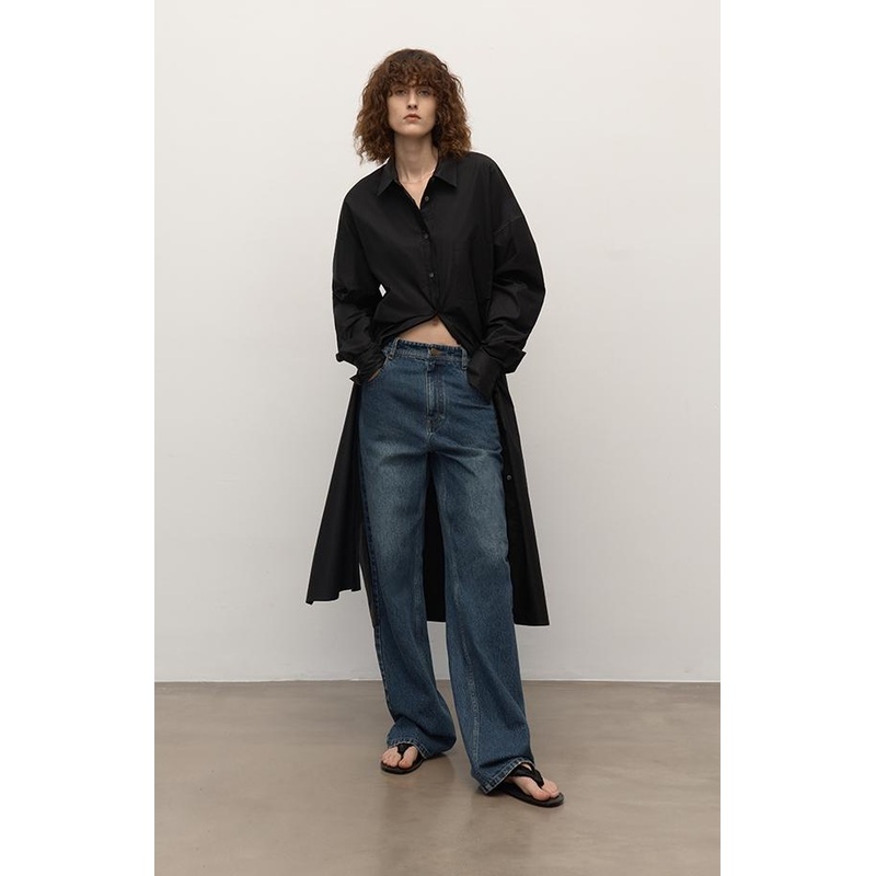 TOP Grade Long-Staple Cotton Basic Micro-Stacked Straight Jeans