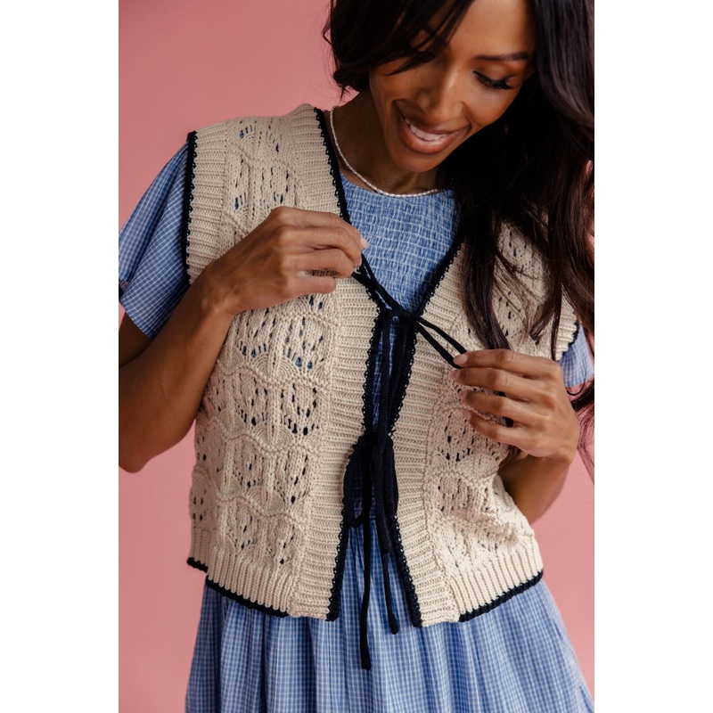 Esme Crochet Tie Vest|Cornsilk|S|M|L|XL