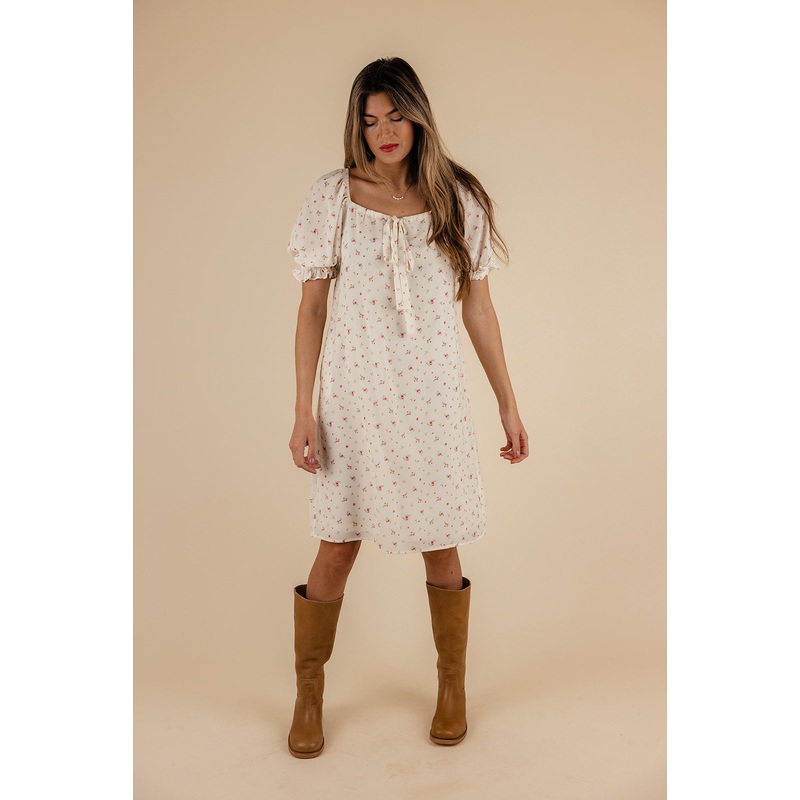 Ever After Floral Tie Dress|White|XS|S|M|L|XL