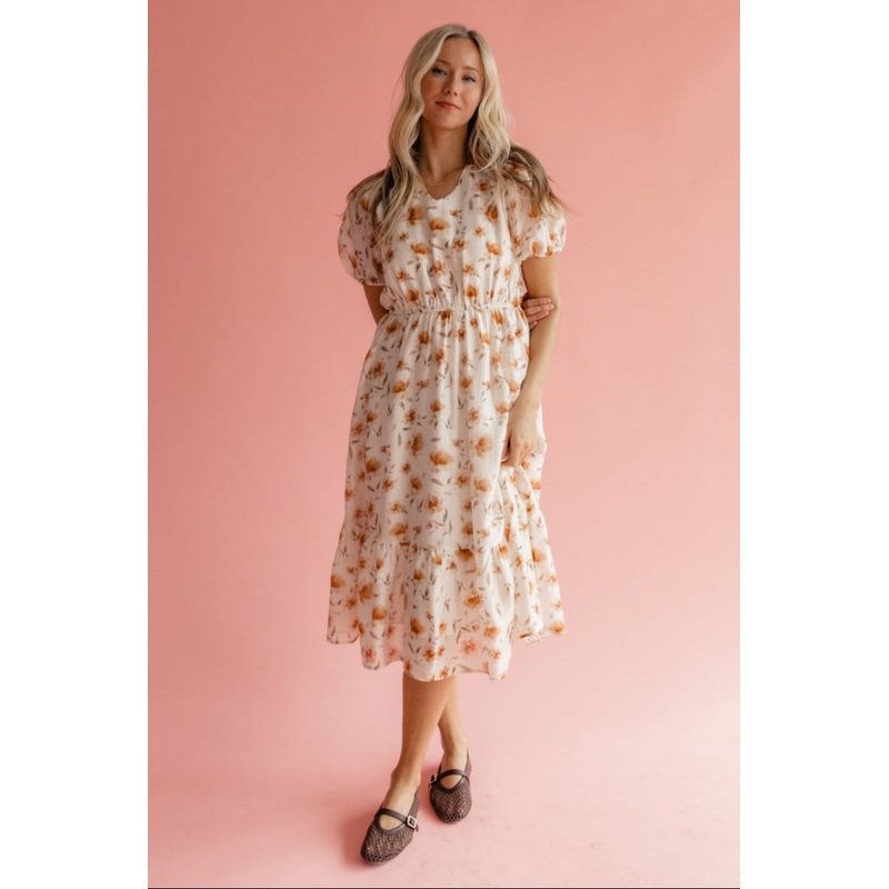 Heartbreaker Floral Midi|BlanchedAlmond|S|M|L|XL