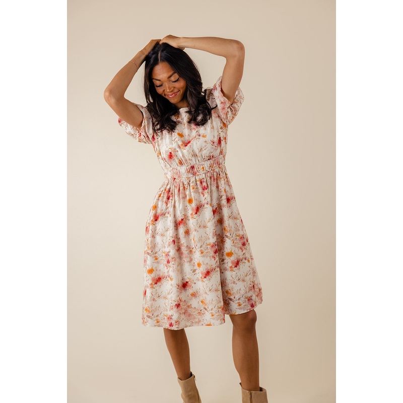 Hestia Puff Sleeve Dress|FloralWhite|S|M|L|XL