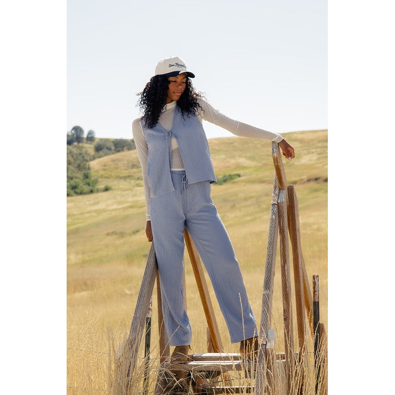 Natalya Textured Pants|SteelBlue|S|M|L