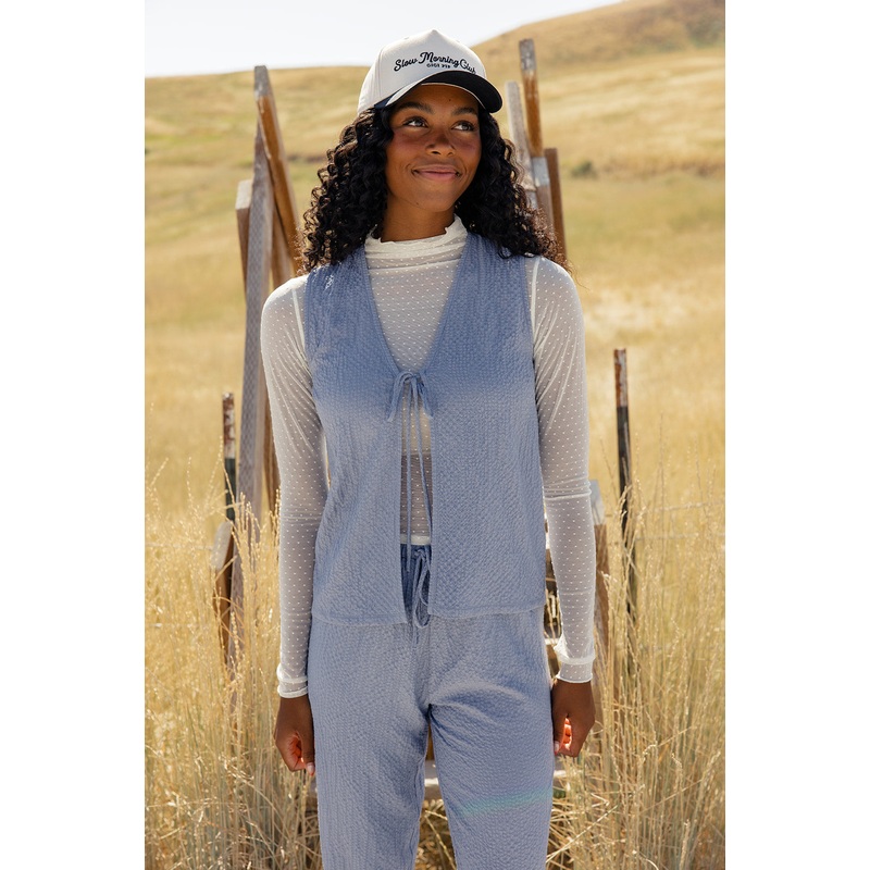 Natalya Textured Tie Vest|SteelBlue|S|M|L
