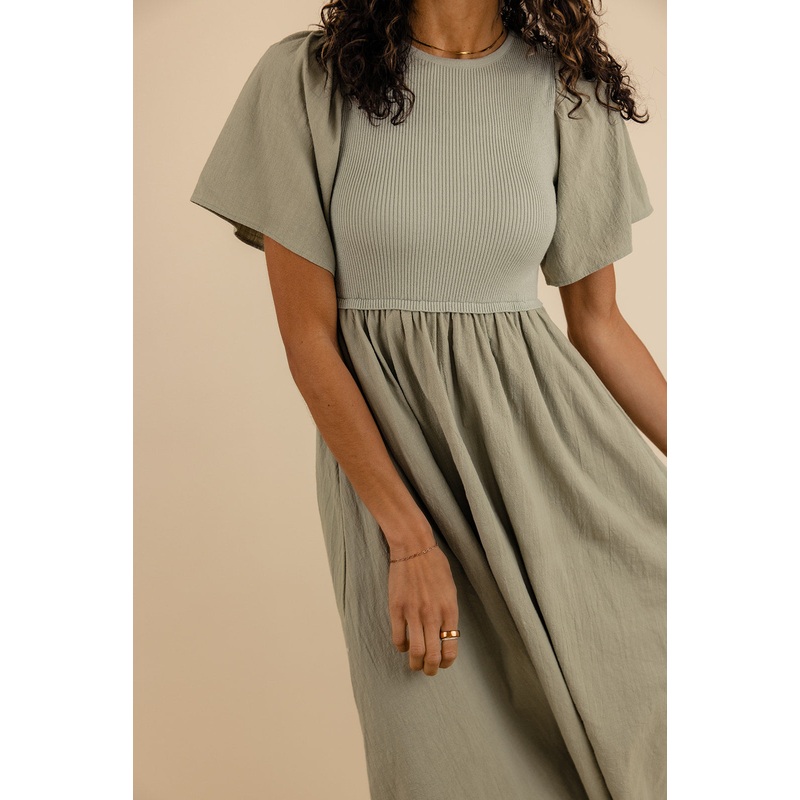 Shauna Flutter Sleeve Dress|DarkSeaGreen|Pink|S|M|L|XL