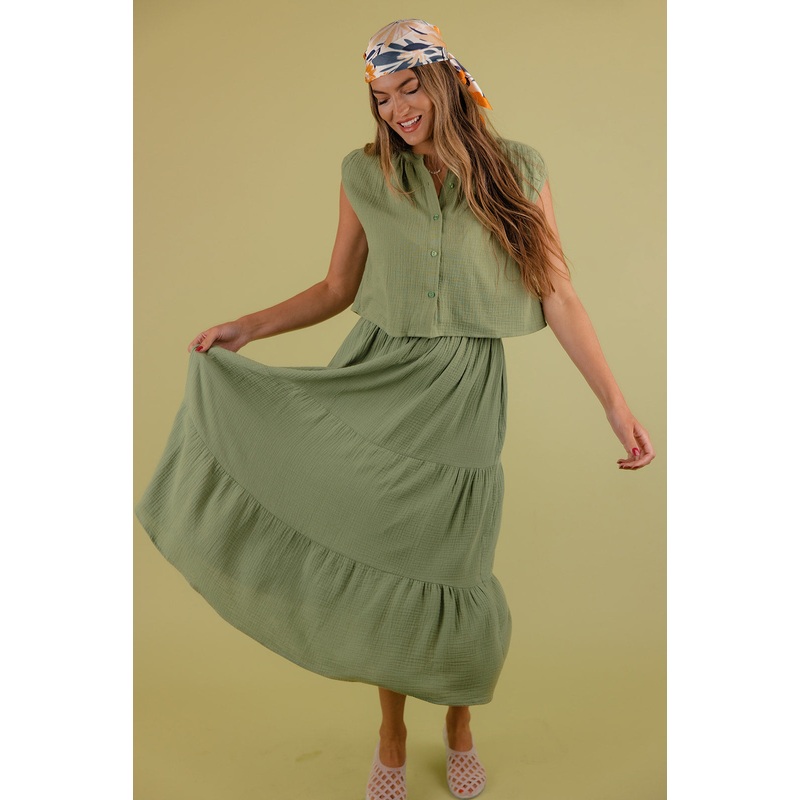 Tilly Button Blouse|OliveDrab|S|M|L|XL