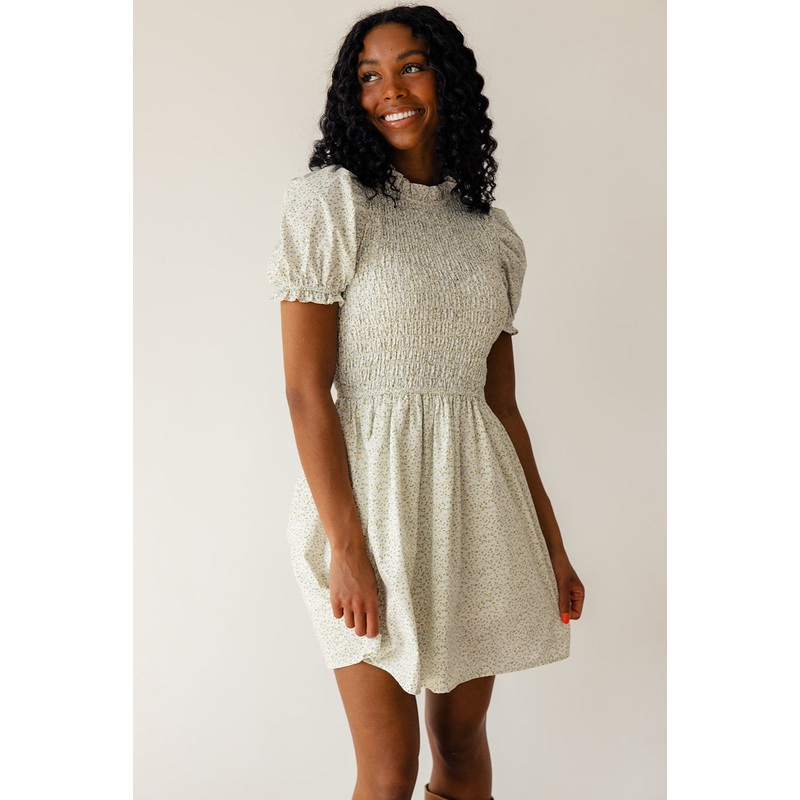 Valeria Smocked Dress|MintCream|S|M|L|XL