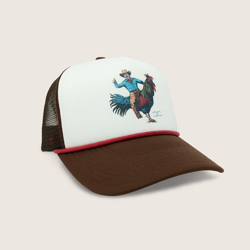 Rooster Round Up Trucker Hat|White