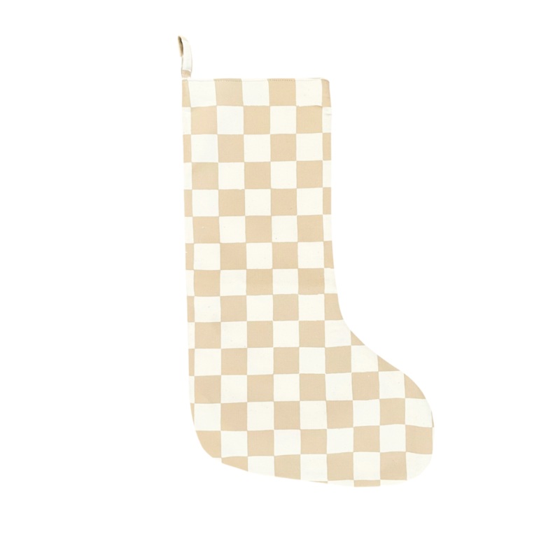 stocking|Checkered Taupe|Natural