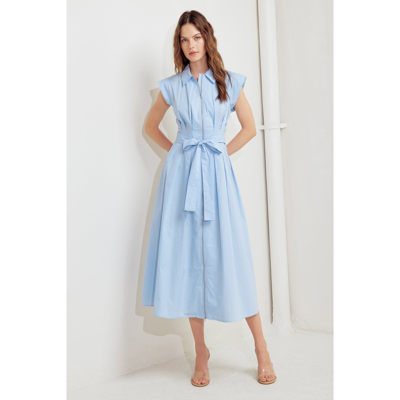BLUE SERENITY WOVEN MIDI DRESS