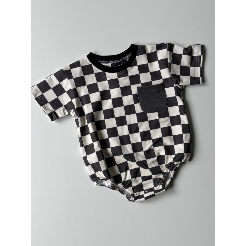 CHECKERED COLOR BLOCK  ROMPER|3/6m|6/12m|12/18m|18/24m