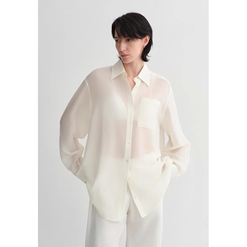 Classic Silhouette Mulberry Silk Acetate Blouse