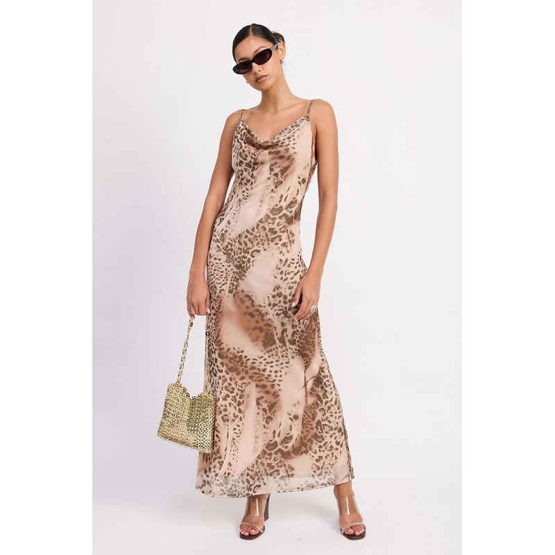 COWL NECK SLIP DRESS WITH OPEN BACK