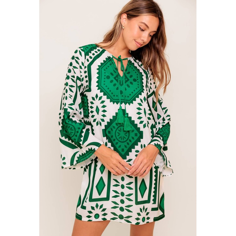 EMERALD TERRA TUNIC WOVEN MINI DRESS