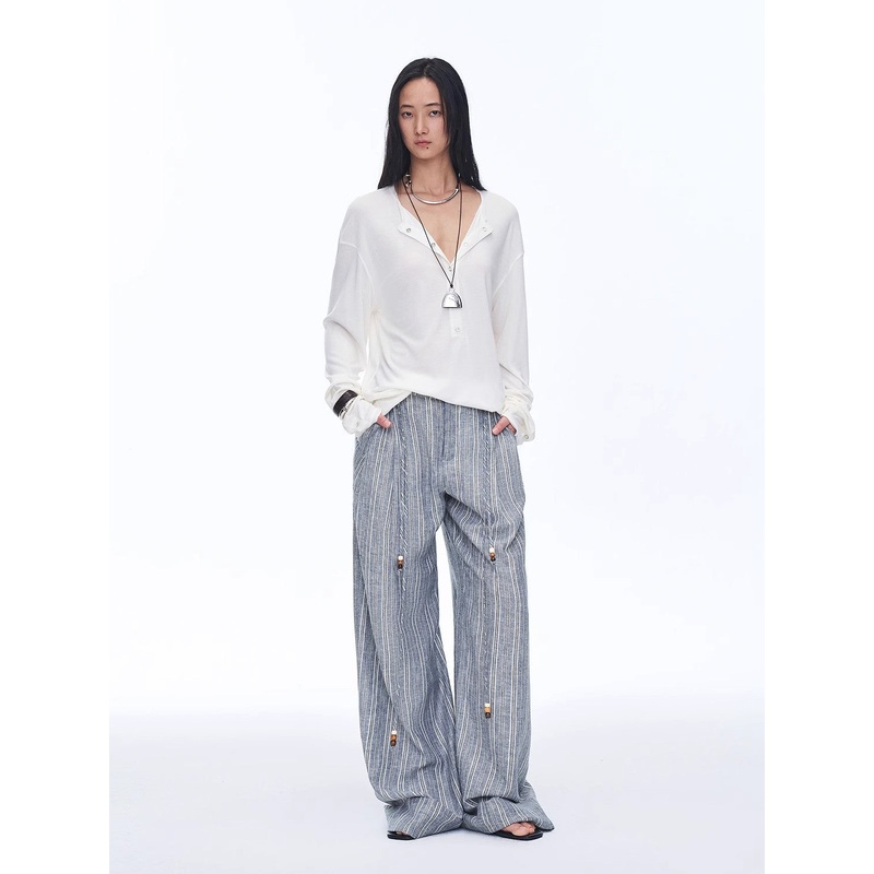 Free Afterglow Retro Style Linen Wide-Leg Casual Pants