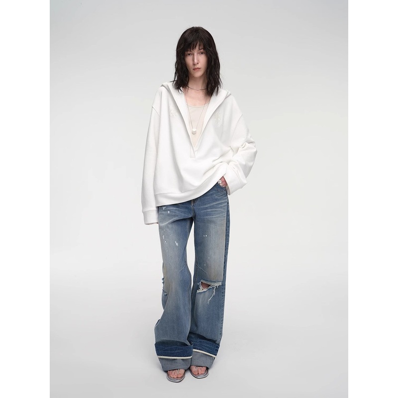 Leisure Style Handmade Embroidery Sequins Sweatshirt