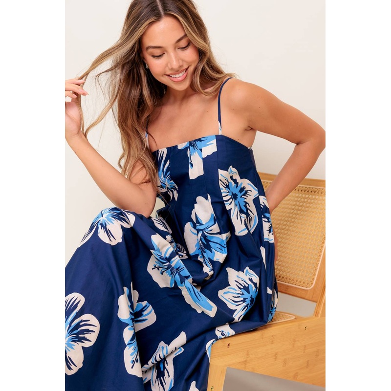 ON MY WAY WOVEN MAXI DRESS|NAVY|S|M|L