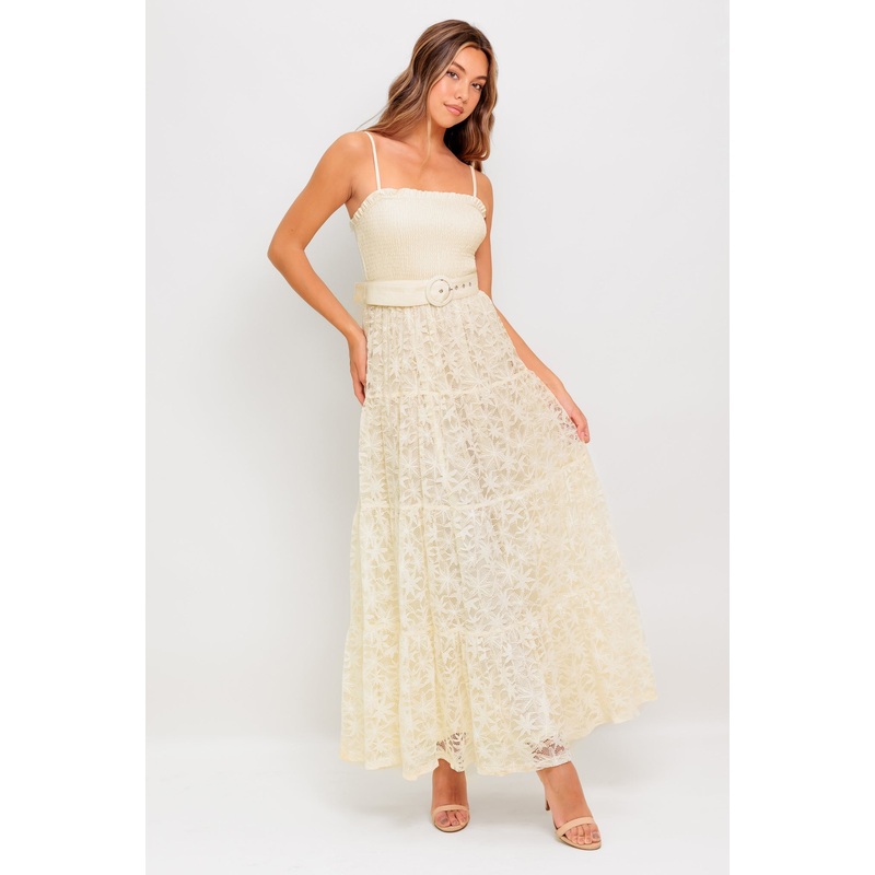 PARADISE AWAITS WOVEN LACE ANKLE DRESS