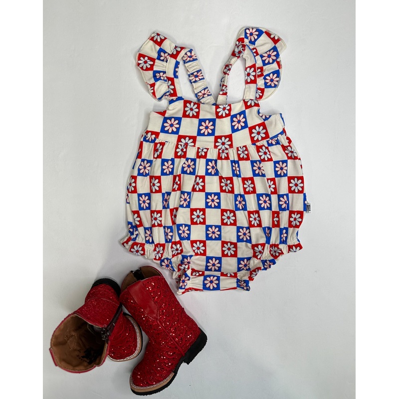 Patriotic Checkered Bamboo Romper